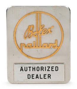 BOLEX-PAILLARD: Free-standing 15 x 12cm metal point-of-sale sign bearing the words 'Bolex Paillard Authorized Dealer'.