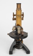 CARL ZEISS JENA: 19th century brass and steel microscope [#178092] in lockable timber box with key, 36cm at highest setting. - 3