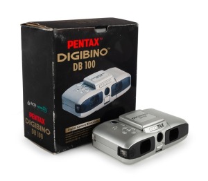 ASAHI KOGAKU: Pentax Digibino DB100 combination digital camera/binoculars, c. 2002, in maker's box with case and instruction booklet.