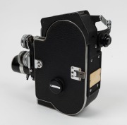 BOLEX-PAILLARD: H16 Rex-4 Reflex 16mm movie camera [#247980], c. 1969, with Macro-Switar H16RX 50mm f1.4/Switar H16RX 25mm f1.4 /Switar H16RX 10mm f1.6 lenses, three metal lens caps, viewfinder, and magazine dock attachment. - 3