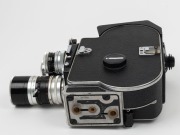 BOLEX-PAILLARD: H16 Rex-4 Reflex 16mm movie camera [#247980], c. 1969, with Macro-Switar H16RX 50mm f1.4/Switar H16RX 25mm f1.4 /Switar H16RX 10mm f1.6 lenses, three metal lens caps, viewfinder, and magazine dock attachment. - 4