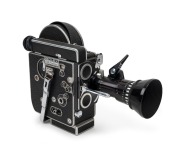 BOLEX-PAILLARD: H8 Rex-4 8mm movie camera [#217629], c. 1965, with Som Berthiot Pan-Cinor 8-40mm f1.9 lens [#3134990]&nbsp;and one viewfinder.