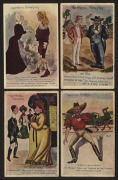 AUSTRALIA: A group of postcards with artwork by George (Zif) Dunstan, all from his series "Theatrical Travesties", (4, of which 3 are used).