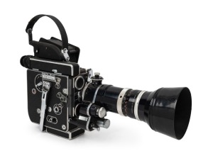 BOLEX-PAILLARD: H16 Rex-4 Reflex 16mm movie camera [#241870], c. 1968, with Kern Vario-Switar 16-100mm f1.9 Poe Bolex H16RX lens [#1122624].