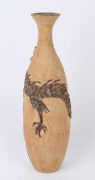 A tall studio pottery vase with dragon decoration, impressed monogram mark to base, ​56cm high - 2