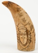 A pair of scrimshaw whale's teeth with engraved figural decoration, ​​​​​​​11cm high - 3