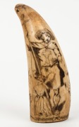 A pair of scrimshaw whale's teeth with engraved figural decoration, ​​​​​​​11cm high - 5
