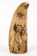 A pair of scrimshaw whale's teeth with engraved figural decoration, ​​​​​​​11cm high - 6