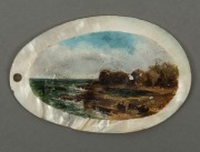 Two antique hand-painted pearl shells, Western Australian origin, 19th/20th century, ​​​​​​​14cm and 15cm wide - 3