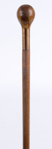 A New Zealand sample wood walking stick, circa 1900, 91cm high
