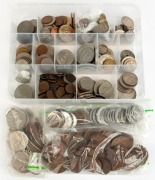 An accumulation of Australian and foreign coins in a carton. Approx. 2.5kg.