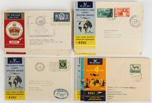 Aerophilately & Flight Covers: June 1953 (AAMC.1318a) Coronation Day flight covers: London to Norfolk Island, Ceylon, Port Moresby, Singapore, Cocos Islands, and Karachi, together with return flight covers from Karachi and Singapore. Also, a number of BOAC special covers, mostly associated with the first Comet Jetliner flights between London and Johannesburg in May 1952. (Total: 25 flown covers).