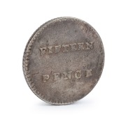 1813 New South Wales Fifteen Pence or Dump. Struck with die pair A/1 with H on reverse not visible; but with traces of the underlying design visible on reverse. Ex. Dr Allan Sutherland Collection; Noble Auction No.71, November 2002. - 2