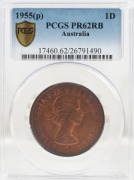 ELIZABETH II, PERTH MINT PROOF 1955 penny; in PCGS case. - 2