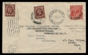 Aerophilately & Flight Covers: THE LAST MAILS FLOWN BY CHARLES KINGSFORD SMITH: 23 Oct. 1935 (AAMC.545) Australia - U.K. - Italy - U.K. cover flown by Charles Kingsford Smith and Tommy Pethybridge on their record-attempt flight. [No. 6 of 49 flown]. Owing