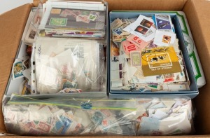 Collection remainder in carton; Australia Post Yearbooks, World covers, loose stamps, etc.