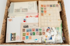 CHINA: An unsorted box full of Chinese and related stamps and a few covers; totally unsorted. (100s)