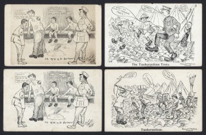 NEW ZEALAND: WORLD WARS ONE & TWO postcards including several "Red Triangle" types, "Victory" types featuring artwork by Silverwood, cards by Charles Buchan, Mence & O'Halloran Trentham types, etc. (34).