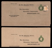 STAMPED-TO-ORDER: 1951 (BW:WS30) 3d green KGVI&nbsp;crowned circle, Used and unused examples for the Education Department, Melbourne. (2). Note: Brusden White indicates that NO UNUSED EXAMPLES are recorded.
