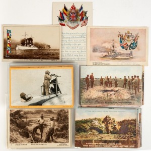WORLD WAR ONE: "On Active Service" series by Photochrom (24), Daily Mail "Battle Pictures" (24) and several "Anzacs in France" types, etc. (Total: 55).