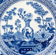 WEDGWOOD antique blue and white pottery bamboo pattern cabinet plate, circa 1806, impressed "WEDGWOOD", 25cm diameter - 2