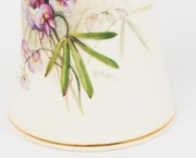ROYAL WORCESTER "GLYCINE CLANDESTINA" antique English hand-painted porcelain vase signed "W. H. AUSTIN", designed by Ellis Rowan, puce factory mark and title to base "Royal Worcester, England, The Mrs Ellis Rowan Series, Australian Flowers, Prouds Ltd.", - 3