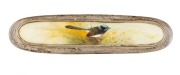 ROYAL WORCESTER blue fairy wren and wattle antique English hand-painted porcelain panel on sterling silver clothes brush, signed "R. AUSTIN", 16cm wide - 2