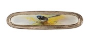 ROYAL WORCESTER blue fairy wren and wattle antique English hand-painted porcelain panel on sterling silver clothes brush, signed "R. AUSTIN", 16cm wide - 2
