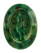 MINTON&nbsp;stunning antique majolica oval plaque with embossed figure and cherubs, circa 1872, impressed "MINTON", 49cm high - 3