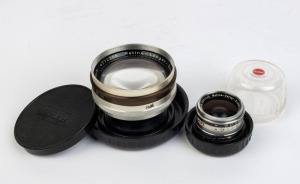 KODAK: Two c. 1950s lenses - one Retina-Longar-Xenon C 80mm f4 with front and rear caps, together with one Retina-Curtar-Xenon C 35mm f5.6 in plastic dome. (2 lenses)