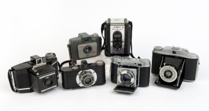 VARIOUS MANUFACTURERS: Group of six cameras - one Argus Seventy-Five, one Argus IRC, one Certo Super Dollina II, one Coronet Flashmaster, one Ilford Sprite, and one Kershaw 110. (6 cameras)