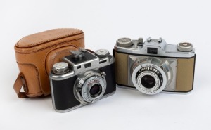 BOLSEY: Group of two c. 1950s 35mm cameras - one Bolsey 35 B in matching leather case, together with one Bolsey Explorer. (2 cameras)