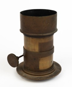 Brass Petzval lens, c. 1870s, focal length approx. 10cm, lens diameter approx. 5.5cm, total height approx. 15cm.