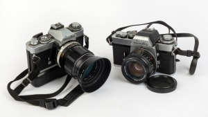 MINOLTA: Two c. 1970s SLR cameras - one XD-7 with MC W. Rokkor-HH 35mm f1.8 lens and lens hood, together with one XE-1 with MD Rokkor 50mm f1.4 lens and front lens cap. (2 cameras)