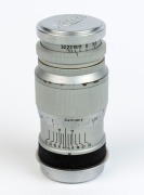 LEITZ: Elmar 90mm f4 screw-mount lens [#720812], with front and rear caps.