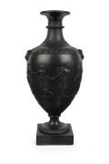 WEDGWOOD & BENTLEY "Dancing Hours" rare early black basalt English pottery vase in the Etruscan style, circa 1775, impressed "Wedgwood & Bentley", 30.5cm high