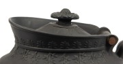 HORATIO NELSON antique English black basalt pottery memorial teapot, early 19th century, 14cm high, 23cm wide - 4