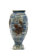 MARTIN BROTHERS tapered English art pottery stoneware vase with sgraffito grotesque fish decoration, incised "Martin Brothers Pottery, Southall, 1901" 16cm high