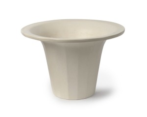 WEDGWOOD "Moonstone" faceted English pottery vase designed by KEITH MURRAY, circa 1932, stamped "Keith Murray, WEDGWOOD, MADE IN ENGLAND, MOONSTONE", with additional impressed marks, 19cm high, 28.5cm diameter