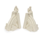 WEDGWOOD pair of English pottery bookends designed by ERLING OLSEN, impressed "WEDGWOOD, MADE IN ENGLAND", 17cm high