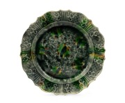 WHIELDON antique mottled green glazed plate with moulded border, circa 1760s, 23cm wide