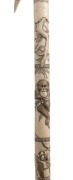 An antique Japanese walking stick with deer antler handle, carved segmented ivory shaft with monkey and figural decoration on brass ferrule, 19th/20th century, 91cm high - 4