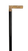 An antique walking stick with yellow gold plated handle engraved "37th Anniversary Oct. 13th, 1886, From The Boys", with ebony shaft and steel ferrule, 89cm high - 2