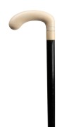 An antique walking stick with ivory handle, ebony shaft and ivory ferrule, 19th century, ​​​​​​​86cm high - 2