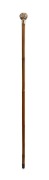 An antique walking stick with Japanese carved ivory handle, 18ct yellow gold collar, bamboo shaft and iron ferrule, 19th century, ​​​​​​​90cm high