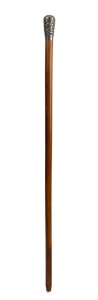 An antique walking stick with Chinese silver dragon top, engraved with ownership details "J.H. LINDSAY, TO BURTON, ALVA ST. DUNEDIN, 16/6/92", on Malacca cane shaft, (missing ferrule), 19th century, 87cm high