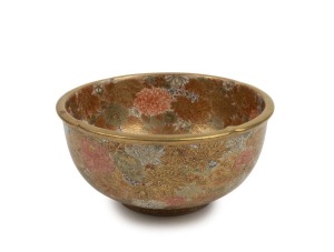 SATSUMA antique Japanese millefiori earthenware bowl by KINKOZAN, ​​​​​​​7cm high, 15cm wide