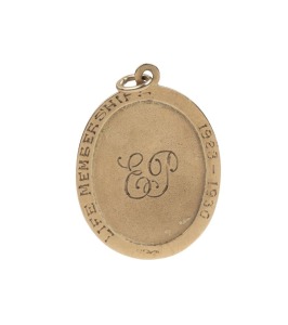 Victorian Football League: 2nd Eighteen Life Membership Fob Awarded To "E. Porter, Past Vice-President, 1923-30", Gold.