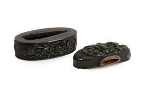 KASHIRA and HABAKI antique Japanese bronze sword fittings, 19th century,