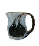 CRUFFEL Australian ceramic jug with windswept tree branch handle motif by William Merric Boyd, stamped "Cruffel Porcelain", 14.5cm high, 16.5cm wide